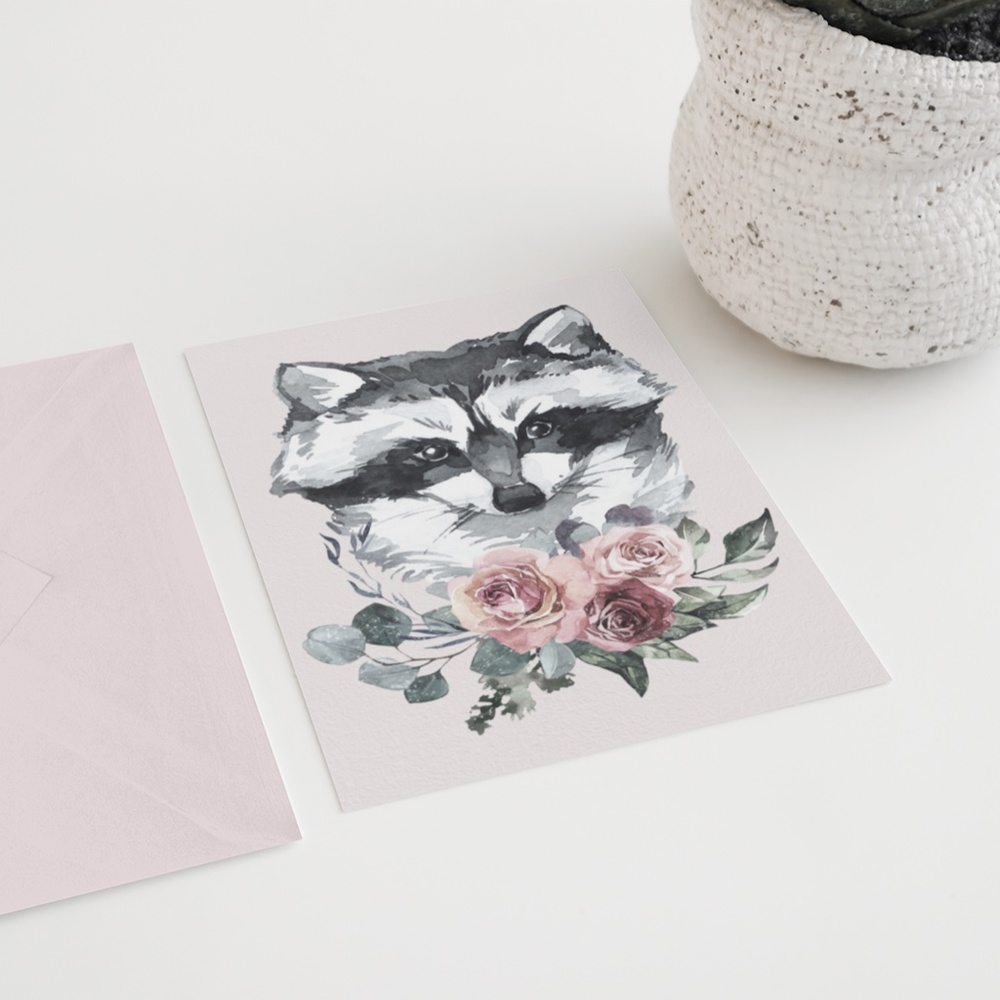 Raccoon Wall Art Watercolor Illustration Print Poster Unframed - Picture 6 of 10